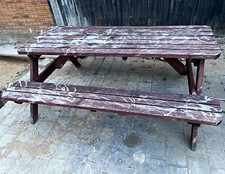 Wood Beer Table 180x110cm Outdoor Garden Picnic Table w/ Benches Brown