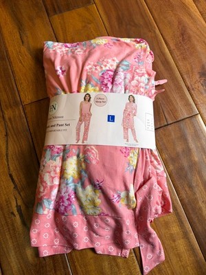 New FN by Flora Nikrooz 3 Piece Sleepwear Pajama Set Women's Size Large 10/12