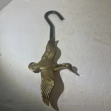 VTG ANDREA BY SADEK BRASS FLYING DUCK/GOOSE FIREPLACE FLUE DAMPER PULL/HANGER