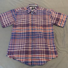 Wrangler Twenty X Shirt Mens XL Red Blue Plaid Short Sleeve Button Down MJ3974M