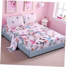 4PCS Size Butterfly Bedding Sheet Set, Home Microfiber Bed Sheet, Full Pink