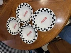 4 Coca Cola Black Checked Soup Salad Bowl 8" Gibson 1996 Vintage Coke Preowned