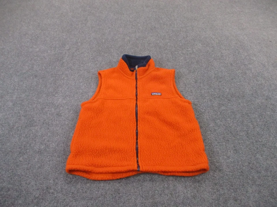 Vintage Patagonia Vest Jacket Boy M 10 Orange Sherpa Fleece Outdoors USA - Image 2 of 4