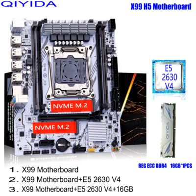 X99 Motherboard Set Kit with LGA2011-3 Xeon E5 2630 V4 CPU DDR4 16GB REG ECC Mem