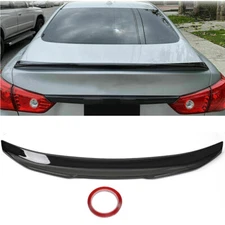 Rear Lip Trunk Spoiler Wing For 14-23 Infiniti Q50 PSM Carbon Fiber Look Replace