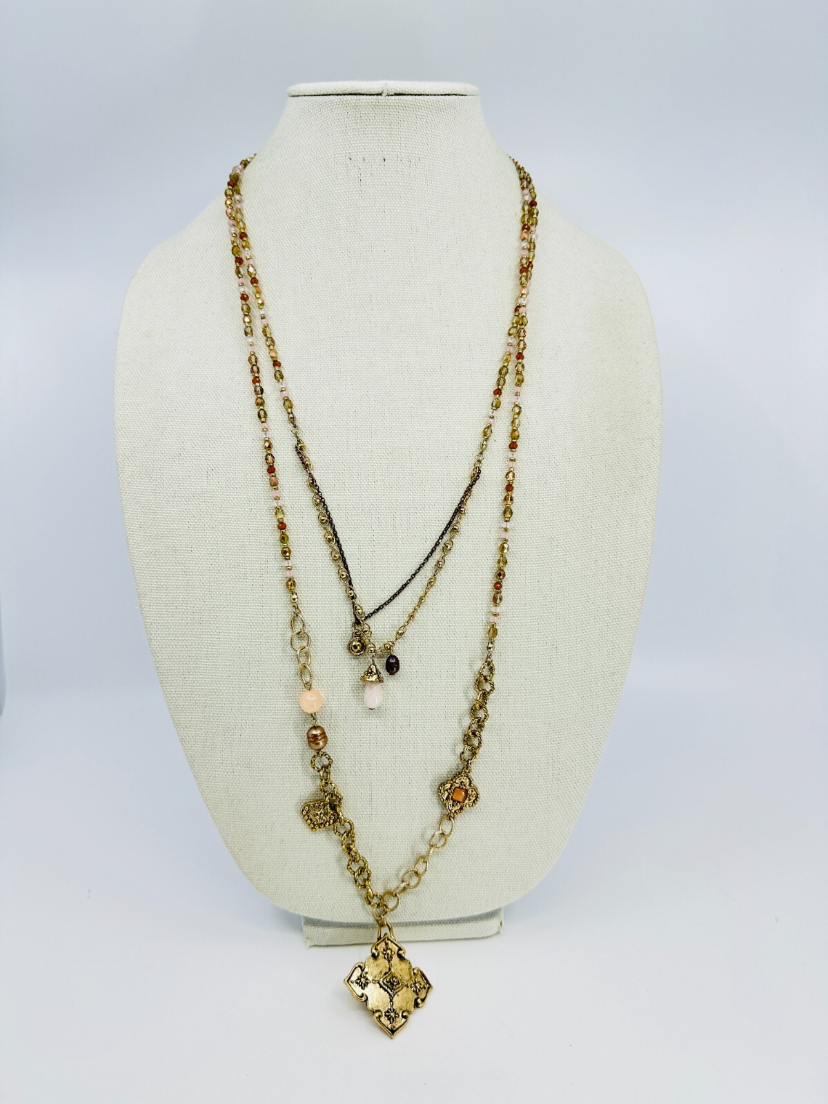 Chicos Necklace Layered Multi Strand Medallion St… - image 1