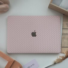 Pink Woven PU Leather Shell Case Cover For Apple MacBook Air MacBook Pro M4 M5