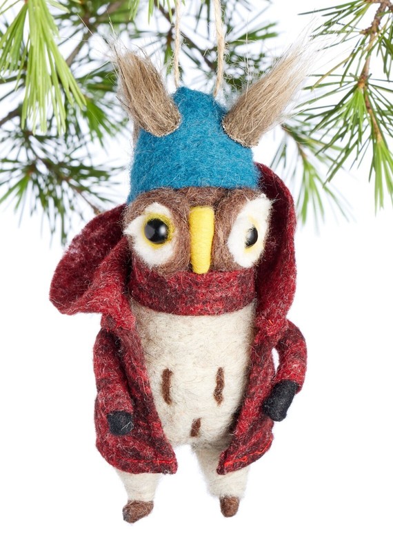 Wool Owl with Coat Christmas Ornament by World Market