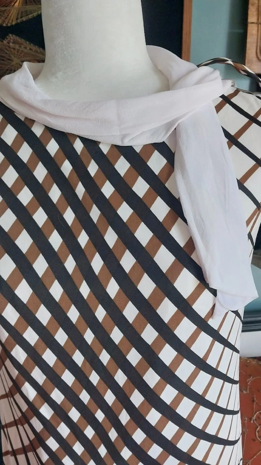 Vintage SMALL 60s 70s MOD Womens Linen Sleevless Straight Pencil Dress RARE Foto 2 de 4