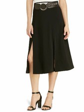 Lauren Ralph Lauren Women Suede Crepe A-Line Midi Skirt Black 6 8 10 17 