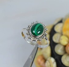 Natural Green Malachite Gemstone Ring,925 Sterling Silver,Gift,All Sizes 3 to 14