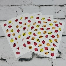 Vintage Hallmark Stickers Lady Bugs in Red Yellow Orange lot of 4 Sheets