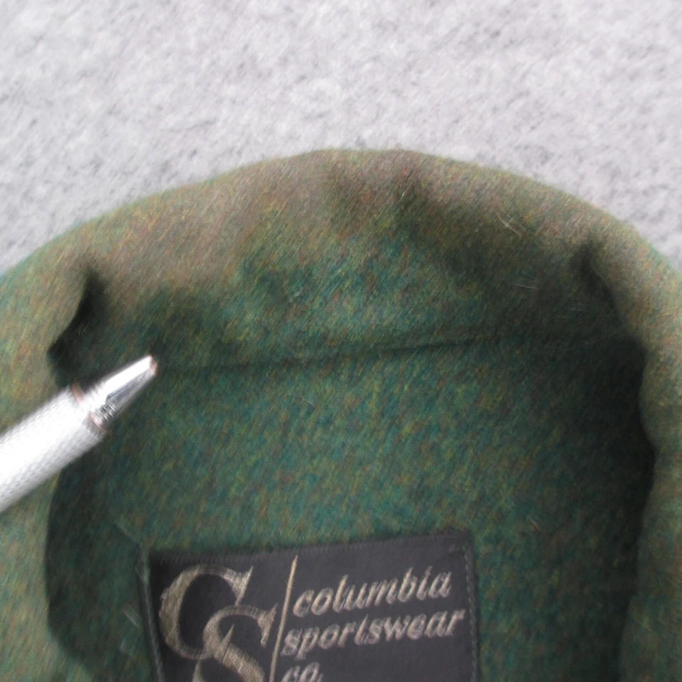 Chaqueta de lana Columbia Sportswear vintage para hombre L verde 100 % lana pura *Nota Foto 3 de 4