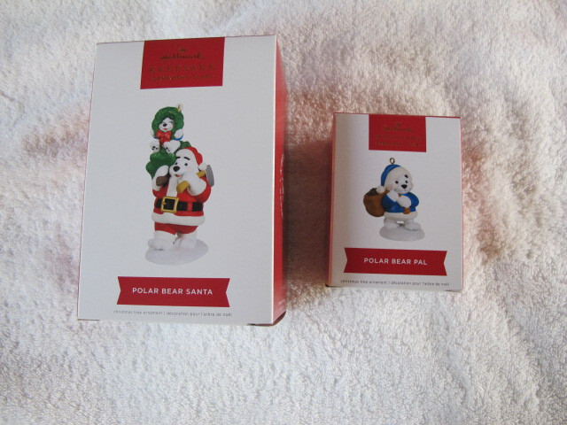 HALLMARK KOC 2022 POLAR BEAR SANTA/POLAR BEAR PAL ORAMENT SET OF TWO - NEW
