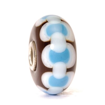 Trollbeads Elfbeads 925 Sterling Silver Core Glass Bead Blue White Brown  ABBA