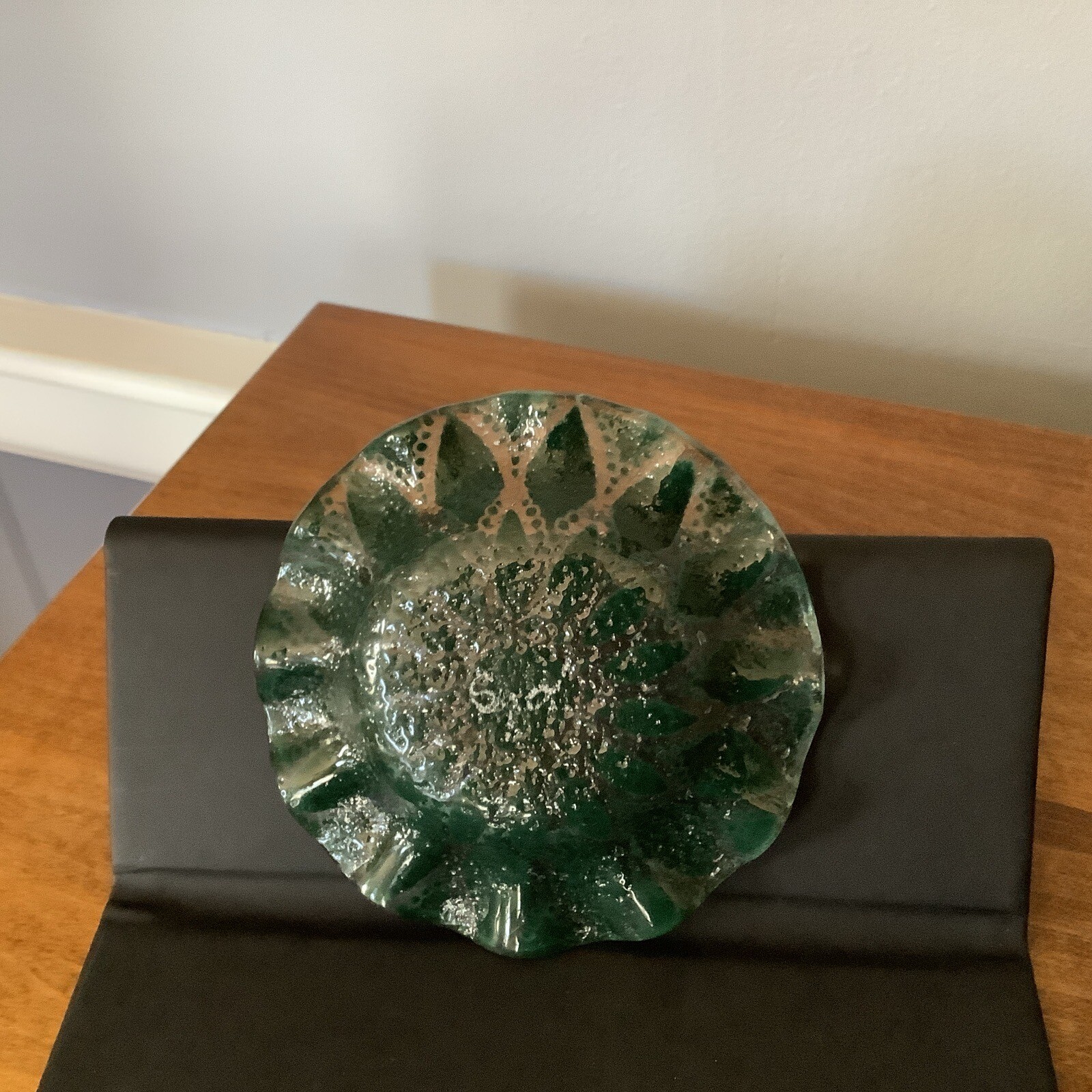 Vintage Sydenstricker Fused Art Glass Open Salt Cellar Trinket Dish