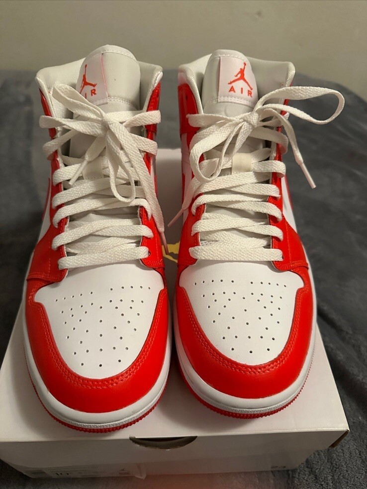 air jordan 1 mid white & habanero red