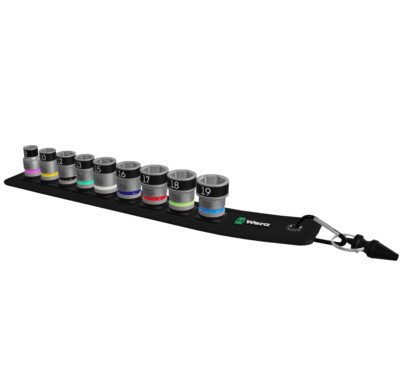 Wera 003970 Belt B 1 3/8  Dr 9tlg Haltefunktion 8-19mm Steckschlüsselsatz auf Schiene