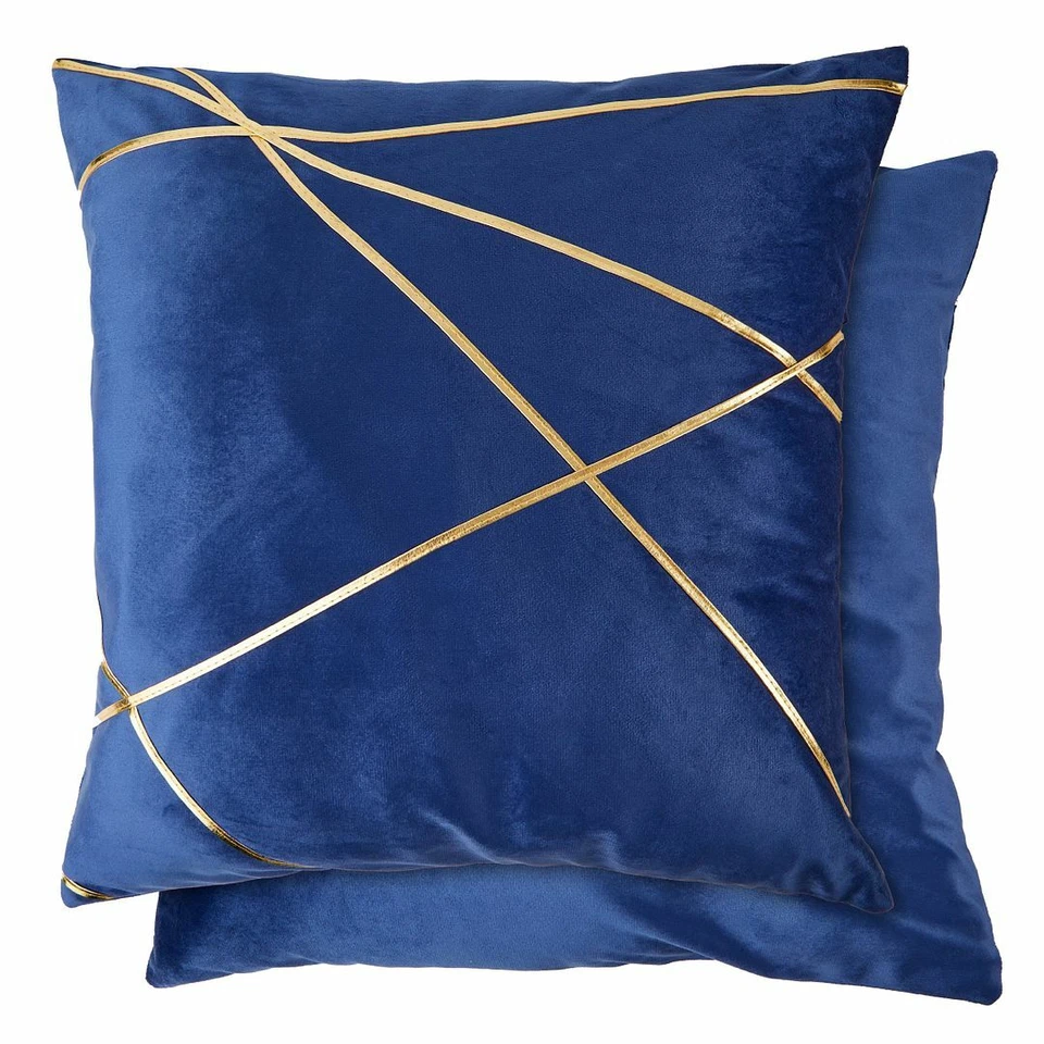 Suede Soft touch Cushion Covers or Filled Cushions with Gold Metallic Banding — 第 3/4 张图片