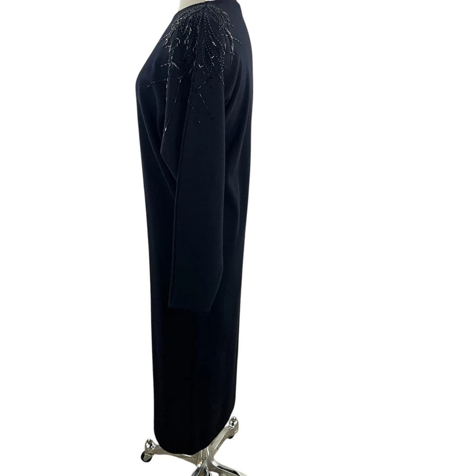 Vestido Suéter Vintage Negro Mezcla Lana Lentejuelas Talla Mediana Foto 3 de 4