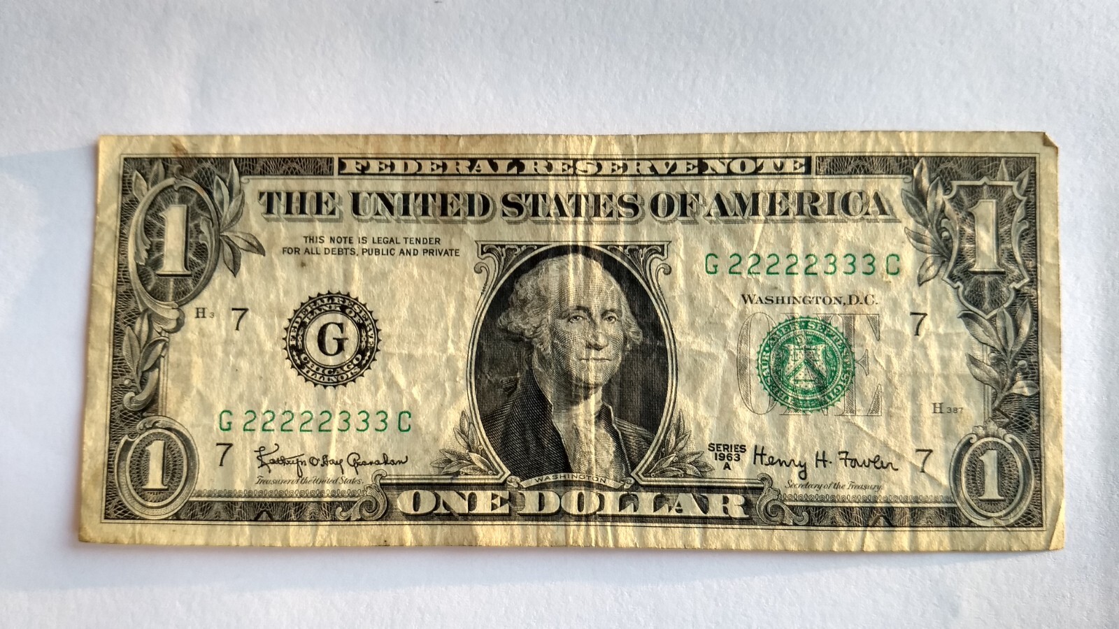 Binary 2s 3s G 22222333 C Fancy Serial Number One Dollar Bill | eBay