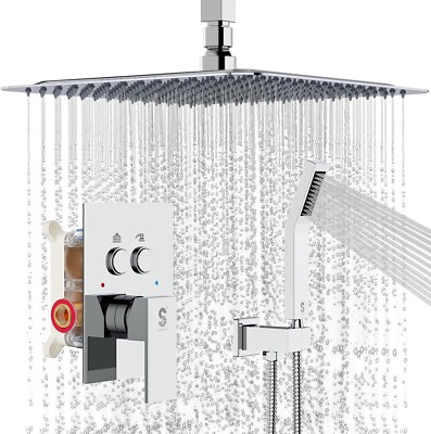 SR SUN RISE 12'' Shower System Push Button Diverter, Wall Mounting SRSH-CEAJ1203