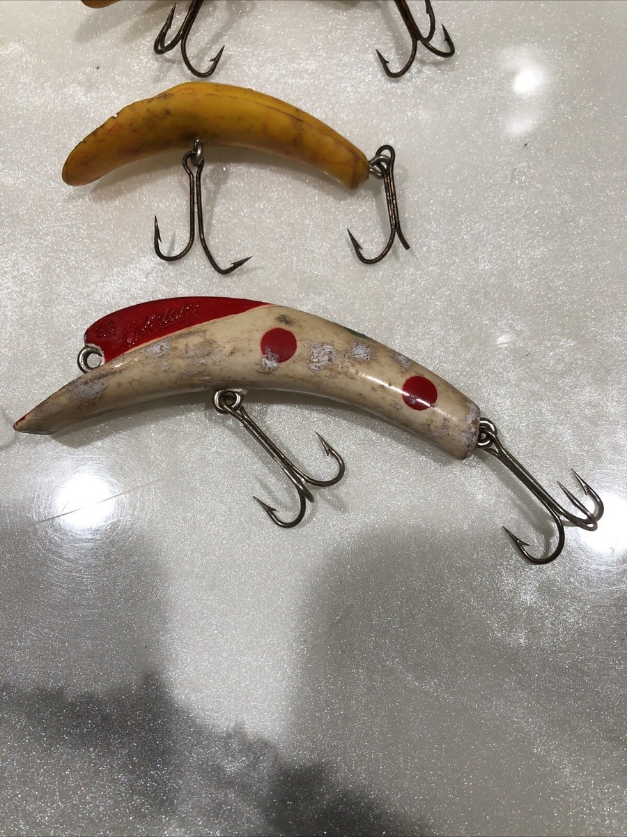 Vintage Lot Flatfish Fishing Lures Helin OK-doke 22 Lazy Ike-1 X4
