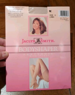 Jaclyn Smith Bodyshaper Long-Line Firm Control Top Pantyhose Size D Linen NEW