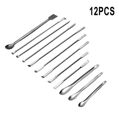 12pcs Laboratory Sampling Spoon Lab Spoon Spatula Mixing Spat Safe Silver