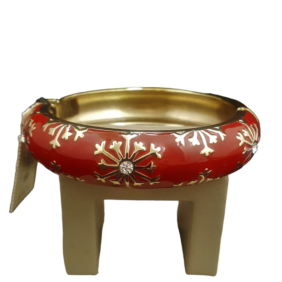 Brazalete para mujer TALBOTS chapado en oro esmalte rojo copo de nieve precio de venta sugerido por el fabricante 38,50 USD Foto 4 de 4