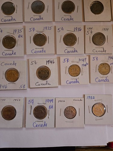 28 LOT OF CANADA 5 CENT COINS 1924 - 1952 IN 2x2 LQQK - Picture 6 of 6