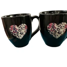 ICUP "PART WILD”  Coffee Cups w Floral Hearts 2 - New