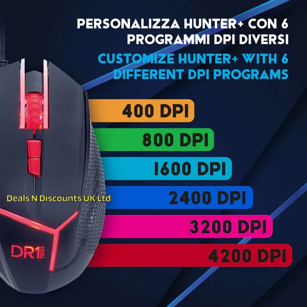 Gaming Mouse DR1TECH Hunter Professional USB 9 Buttons 4200 DPI Sealed - Image 4 of 4
