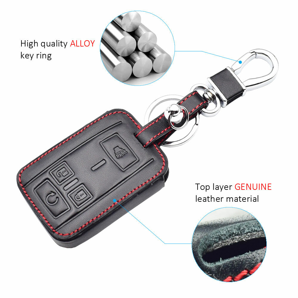 MJKEYAuto Leather Remote Smart 5 Buttons Key Fob Cover Case Chain For 2022 2021 2020 2019 Chevy Chevrolet Silverado And GMC Sierra 1500 2500HD 3500HD (Dark Brown) Price In UAE | Amazon UAE - Foto 3