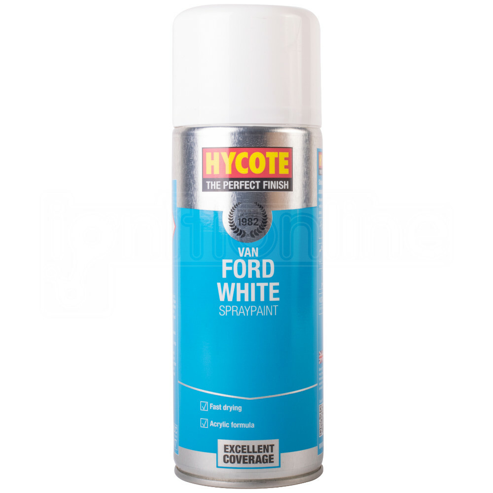 Hycote Van Ford White Spray Paint Fast Drying Acrylic Formula 400ml