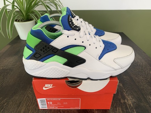 Nike Air Huarache OG 2014 - Bianco/Verde Scream/Blu Royal - UK9/US10 - Nuove di zecca