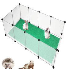 Small Pet Playpen with 12 Panels, Portable Resin Fence Cage with Carpet Mat