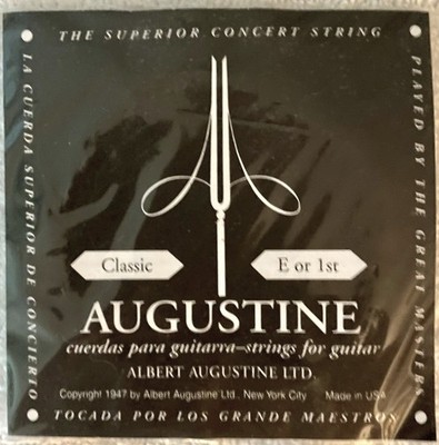 Augustine Black Classic E or 1st & S.P. E or 6th Guitar Strings (New & Sealed)