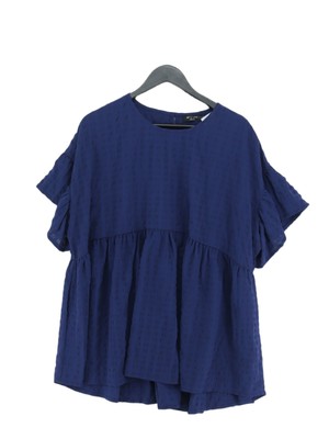 Simply Be Damen Top UK 22 Blau 100% Polyester Kurzarm Rundhals Basic