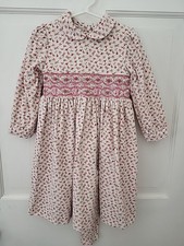 Vintage 90s Laura Ashley 3T Pink Floral Corduroy Dress Cottage core Tea Party