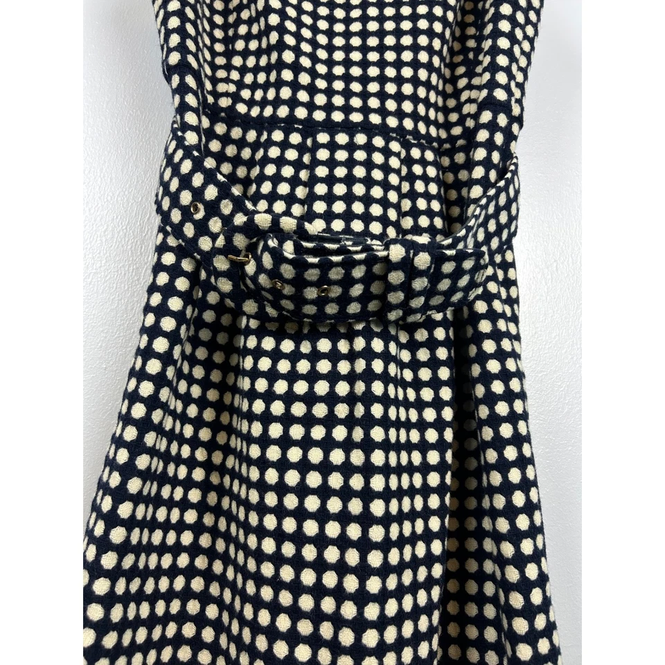Vestido Juicy Couture Y2K Lunares con Cinturón Talla 2 Azul Marino Mezcla de Lana Leigh Preppy Foto 2 de 4