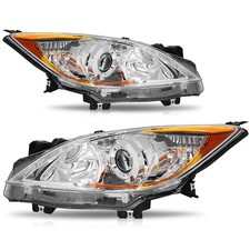 For Mazda 3 3 Sport 2010-2013 Chrome Amber Projector Headlights Assembly Pair