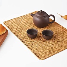 Rectangular Woven Placemats, Natural Seagrass Place Mats,Rattan Wicker Table
