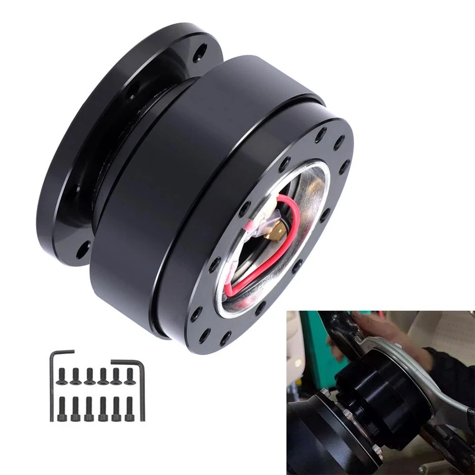 Black Universal Car Steering Wheel Quick Release HUB Adapter Snap Off Boss Kit Foto 3 de 4