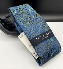 TED BAKER London Men's Silk Blend Tie  Navy  Paisley  NEW MSRP: 89.50