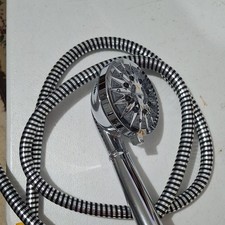 Multi-Function Round Handheld Shower Head Chrome Finish w/ Flexible Hose