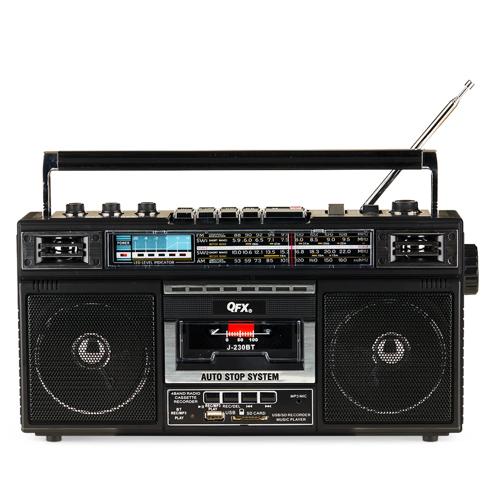 Radio AM/FM retro QFX J-230BT (220BT) + recargable + convertidor de MP3 de casete Foto 2 de 4