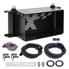 16 Row Universal Oil Cooler Kit Transmission Engine 10AN Aluminum Thermostatic
