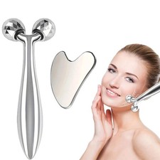 Stainless Steel Gua Sha Facial Tool  3D Roller   Eye  Face Massage Beauty Tool