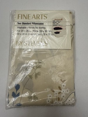 Vintage Fine Arts By Stevens Two Standard Pillowcases NOS Made In USA Sealed